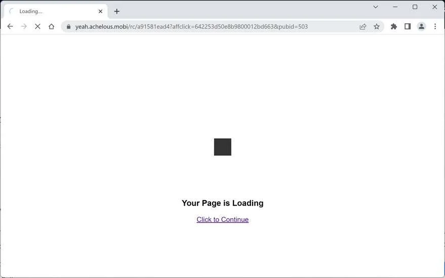 Image: Chrome browser is redirected to Yeah.achelous.mobi
