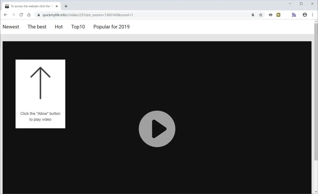 Image: Chrome browser is redirected to Quickmylife.info