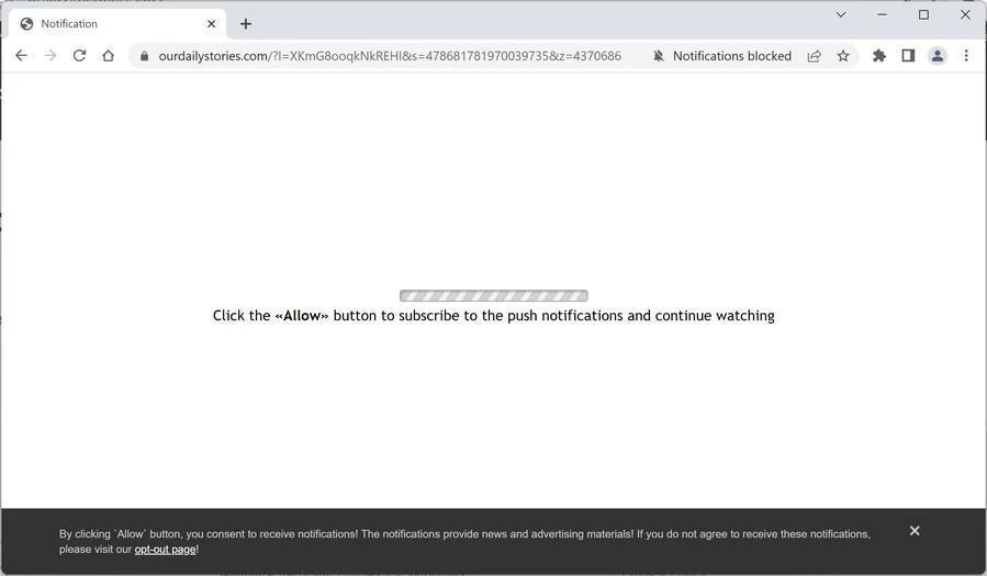 How to Remove Ourdailystories.com Pop-up Ads (Virus Removal Guide) 1 Image: Chrome browser is redirected to Ourdailystories.com