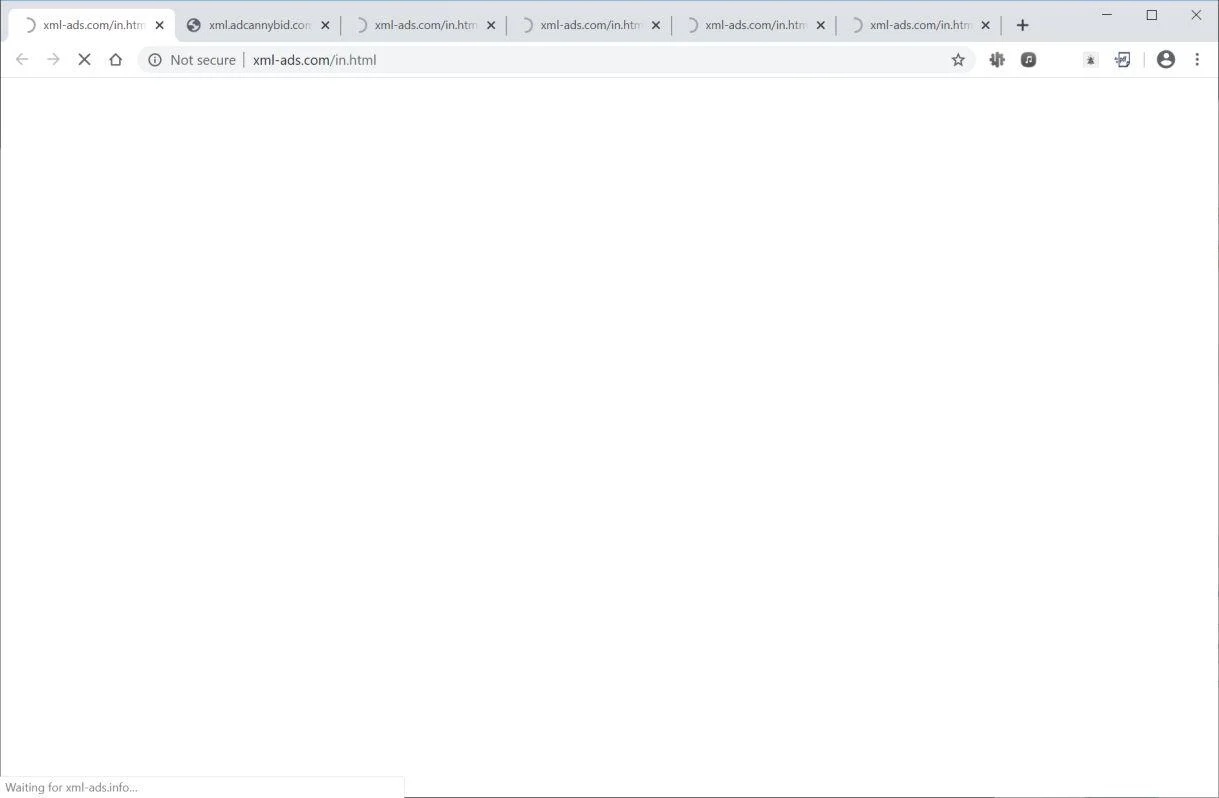 Image: Chrome browser is redirected to Xml-ads.com