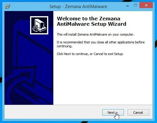 Zemana AntiMalware Setup screen Zemana AntiMalware Setup