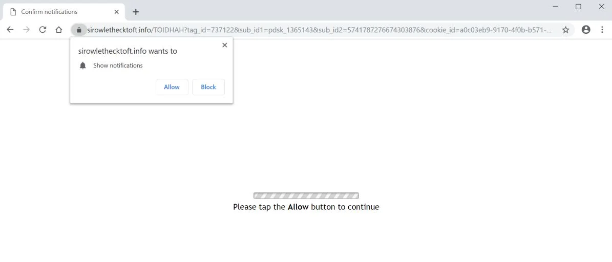 Remove Sirowlethecktoft.info pop-up ads (Virus Removal Guide) 1 Image: Chrome browser is redirected to the Sirowlethecktoft.info site