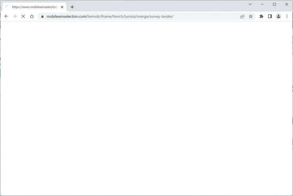 Image: Chrome browser is redirected to the Mobilewinselection.com site
