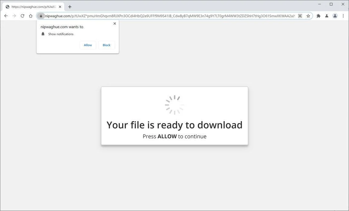 Remove Nipwaghue.com pop-up ads (Virus Removal Guide) 1 Image: Chrome browser is redirected to Nipwaghue.com