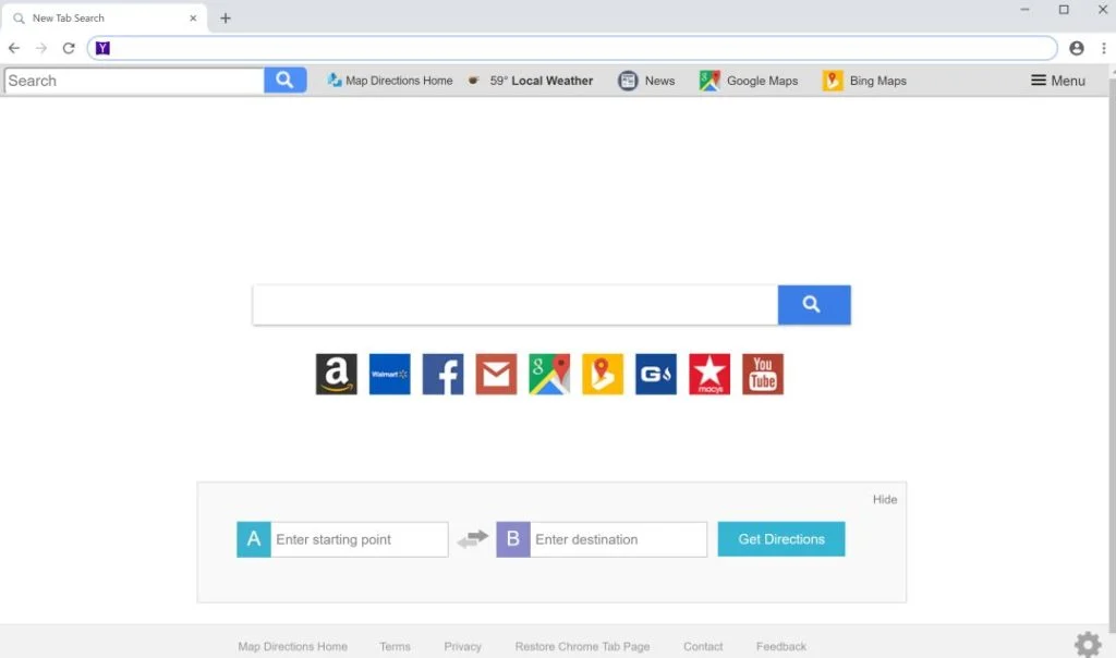 Map Directions Home New Tab Search Virus
