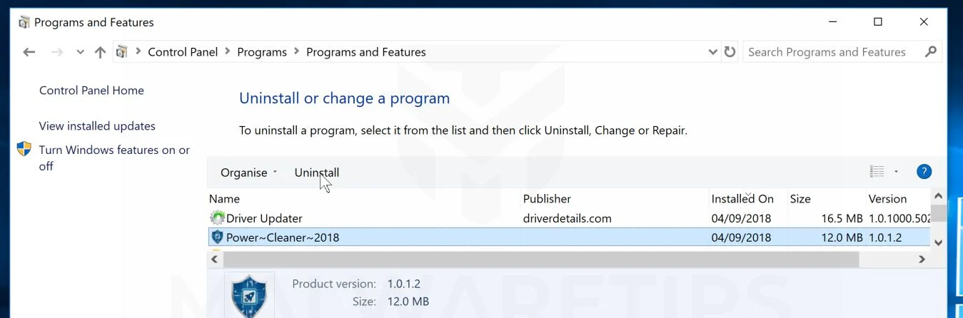 Uninstall Power Cleaner 2018 Uninstall Power Cleaner 2018 Scam