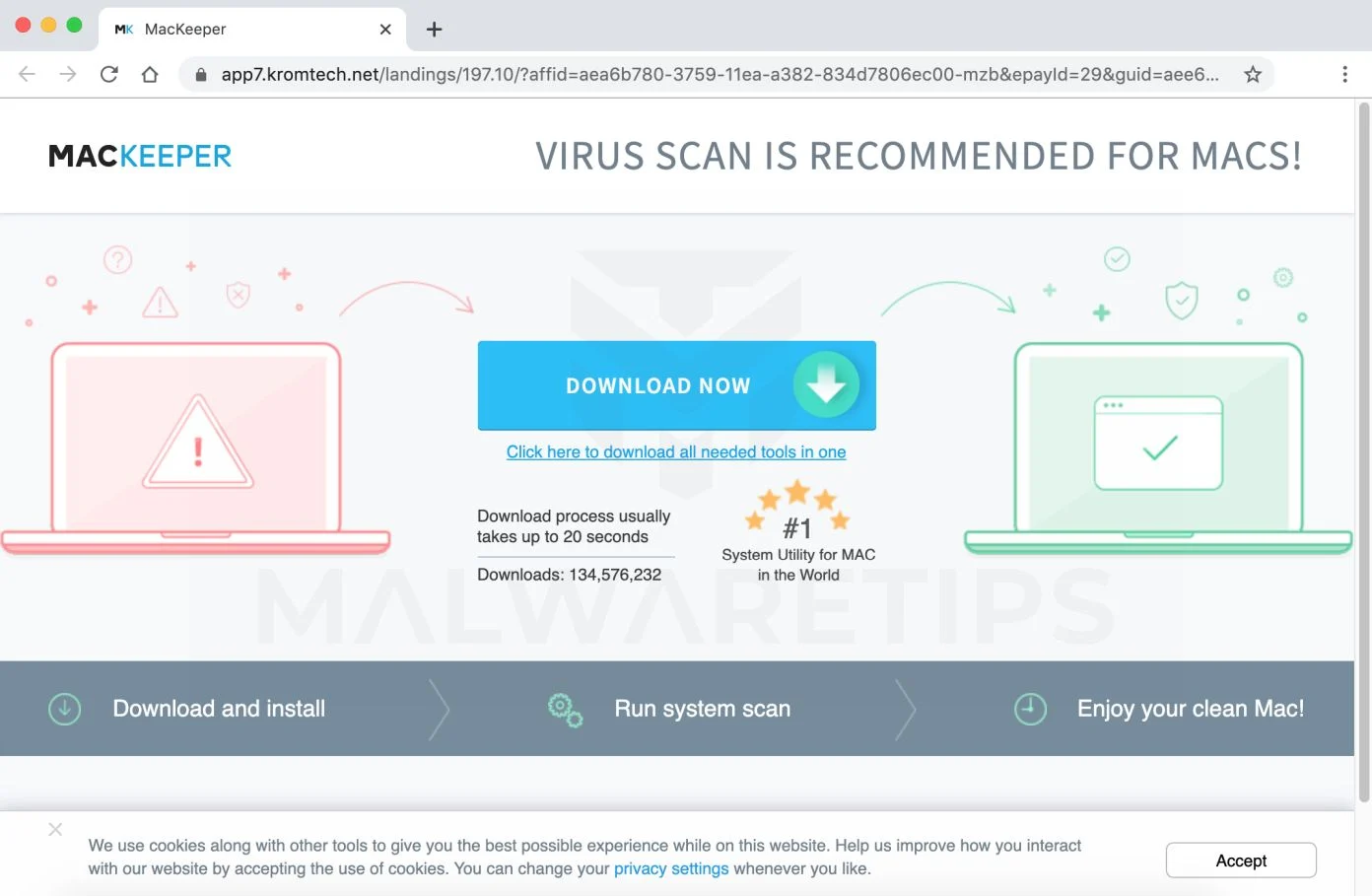 Image: Chrome browser is redirected to MacKeeper