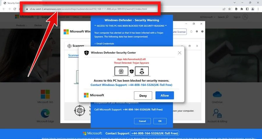 Image: Chrome browser is redirected to S3.eu-west-2.amazonaws.com
