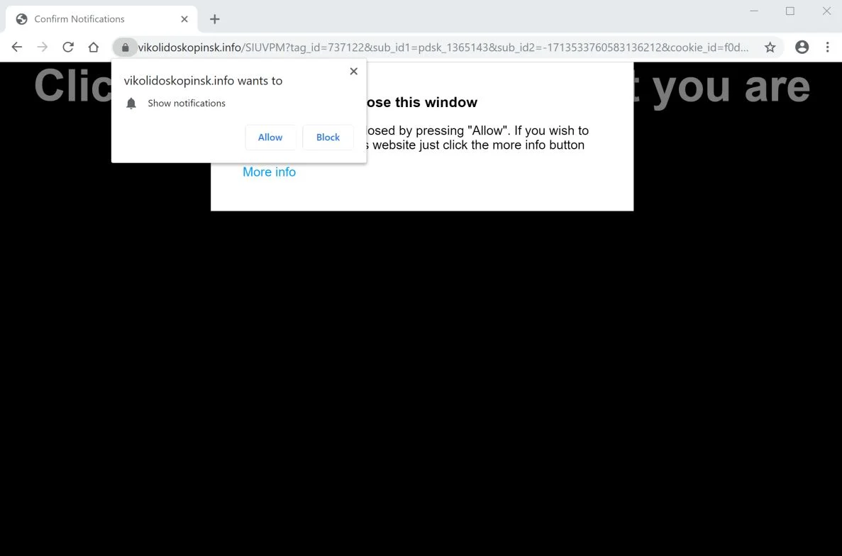 How to remove Vikolidoskopinsk.info pop-up ads (Virus Removal Guide) 1 Image: Chrome browser is redirected to Vikolidoskopinsk.info