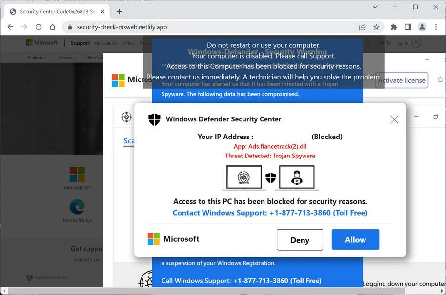 Image: Security-Check-Msweb.Netlify.app Fake Microsoft Alerts