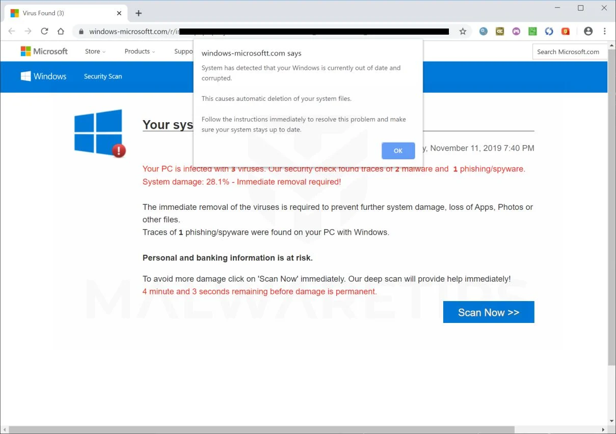 Image: Windows-microsoftt.com Fake Error Messages