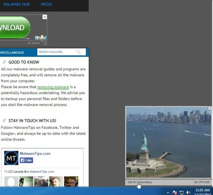 Sliding pop-up virus