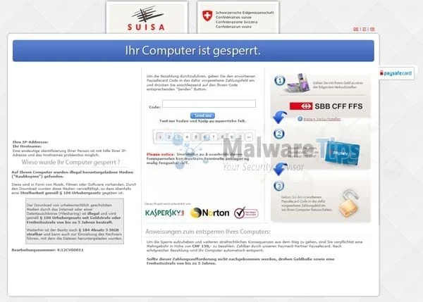 [Image: SUISA Ihr Computer ist gesperrt virus]