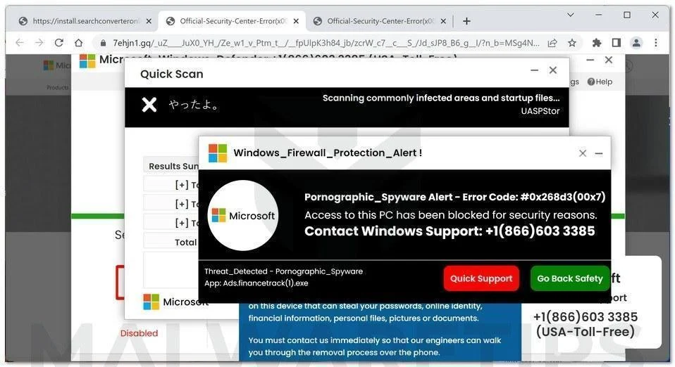 Image: Pornographic_Spyware Alert - Error Code #0x268d3(00x7) Scam