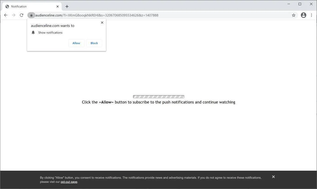 Remove Audienceline.com pop-up ads (Virus Removal Guide) 1 Image: Chrome browser is redirected to Audienceline.com