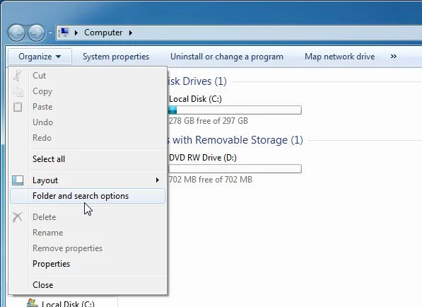 Folder and Search Option