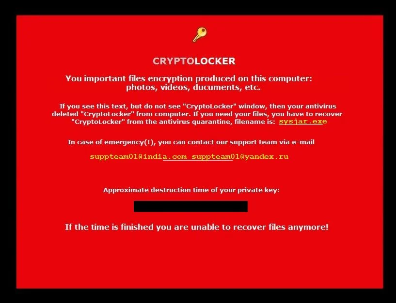 CryptoLocker malware Image: CryptoLocker malware