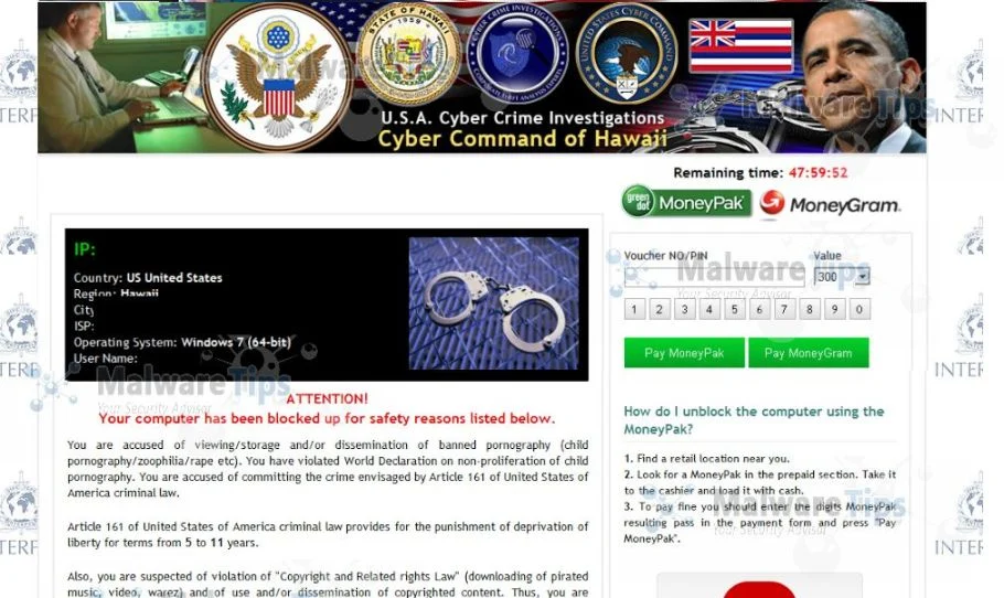 [Image: Cyber Command of California MoneyPak virus]