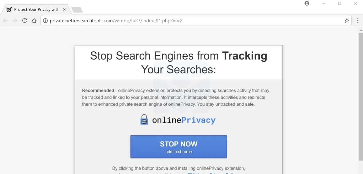 Stop Search Engines from Tracking Your Searches Scam Virus