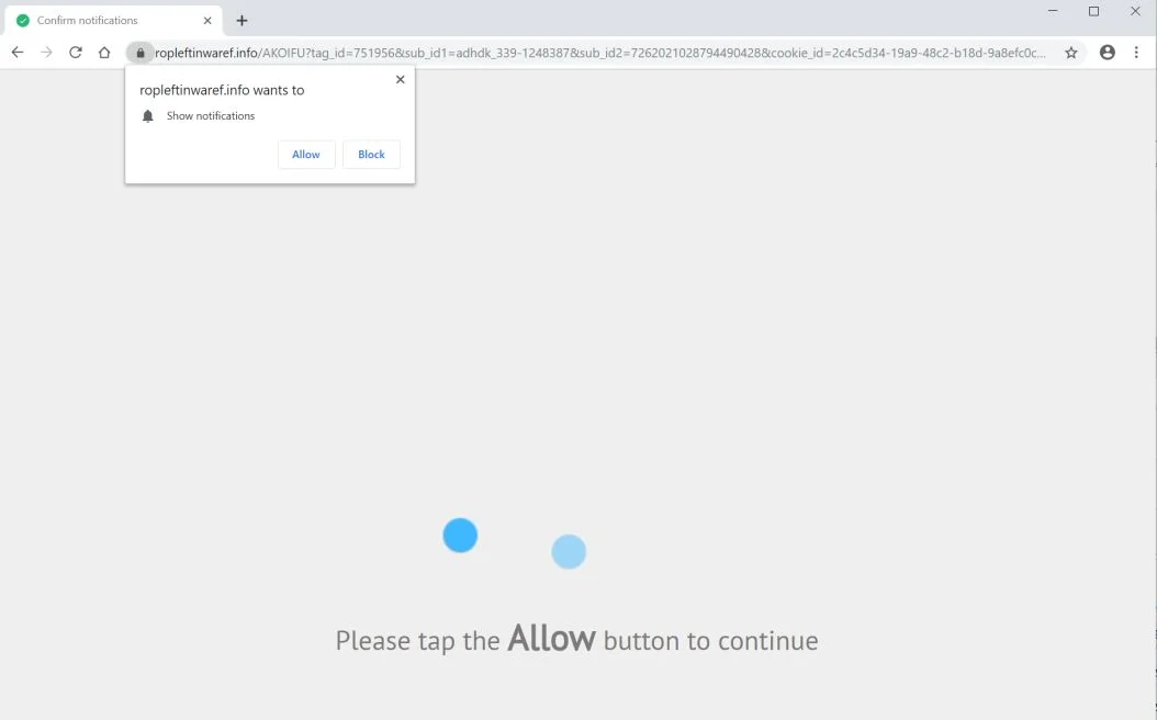 How to remove Ropleftinwaref.info pop-up ads (Virus Removal Guide) 1 Image: Chrome browser is redirected to the Ropleftinwaref.info site virus