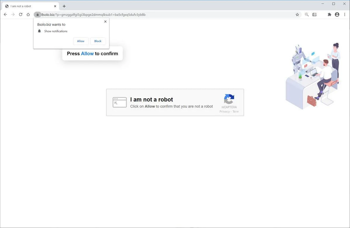 Remove 8solo.biz pop-up ads (Virus Removal Guide) 1 Image: Chrome browser is redirected to 8solo.biz