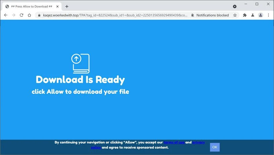 Remove Woerkedwith.top pop-up ads (Virus Removal Guide) 1 Image: Chrome browser is redirected to Woerkedwith.top