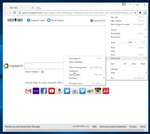 Google Chrome settings