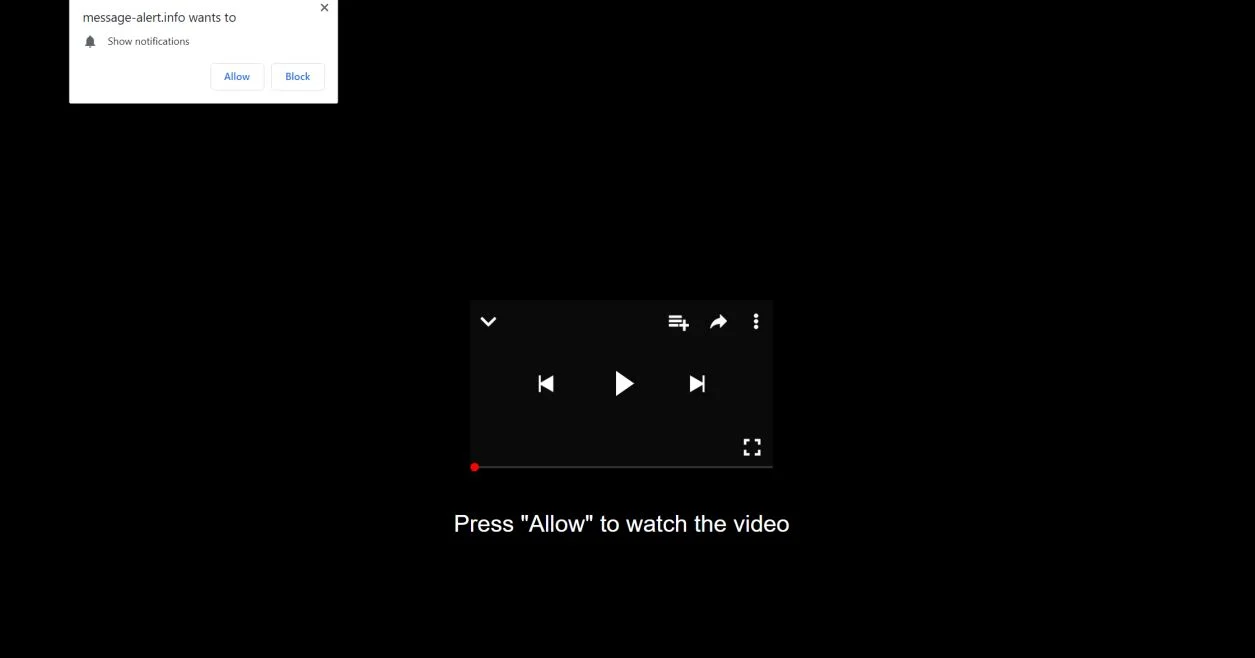 Image: Chrome browser is redirected to Message-alert.info