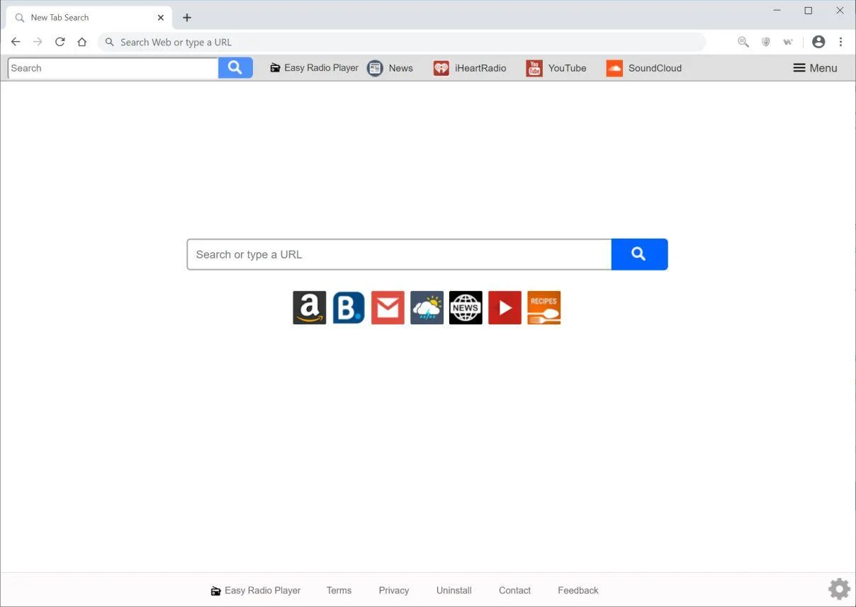 Image: Chrome browser is redirected to Easy Radio Player