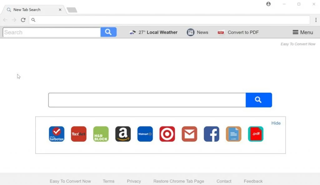 Easy To Convert Now New Tab search