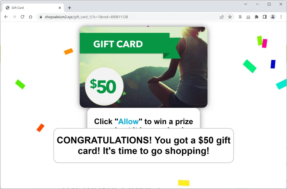 Image: Chrome browser is redirected to Shopsaleium2.xyz