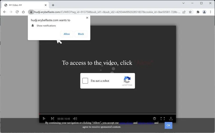 How to Remove Erybelfaste.com Pop-up Ads (Virus Removal Guide) 1 Image: Chrome browser is redirected to Erybelfaste.com