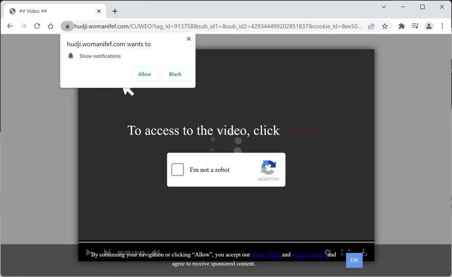 How to Remove Womanifef.com Pop-up Ads (Virus Removal Guide) 1 Image: Chrome browser is redirected to Womanifef.com