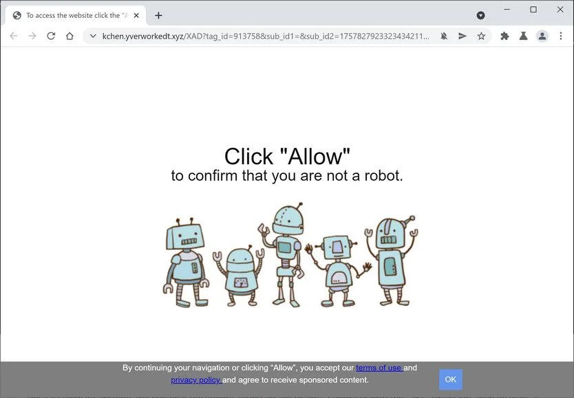 Remove Yverworkedt.xyz pop-up ads (Virus Removal Guide) 1 Image: Chrome browser is redirected to Yverworkedt.xyz
