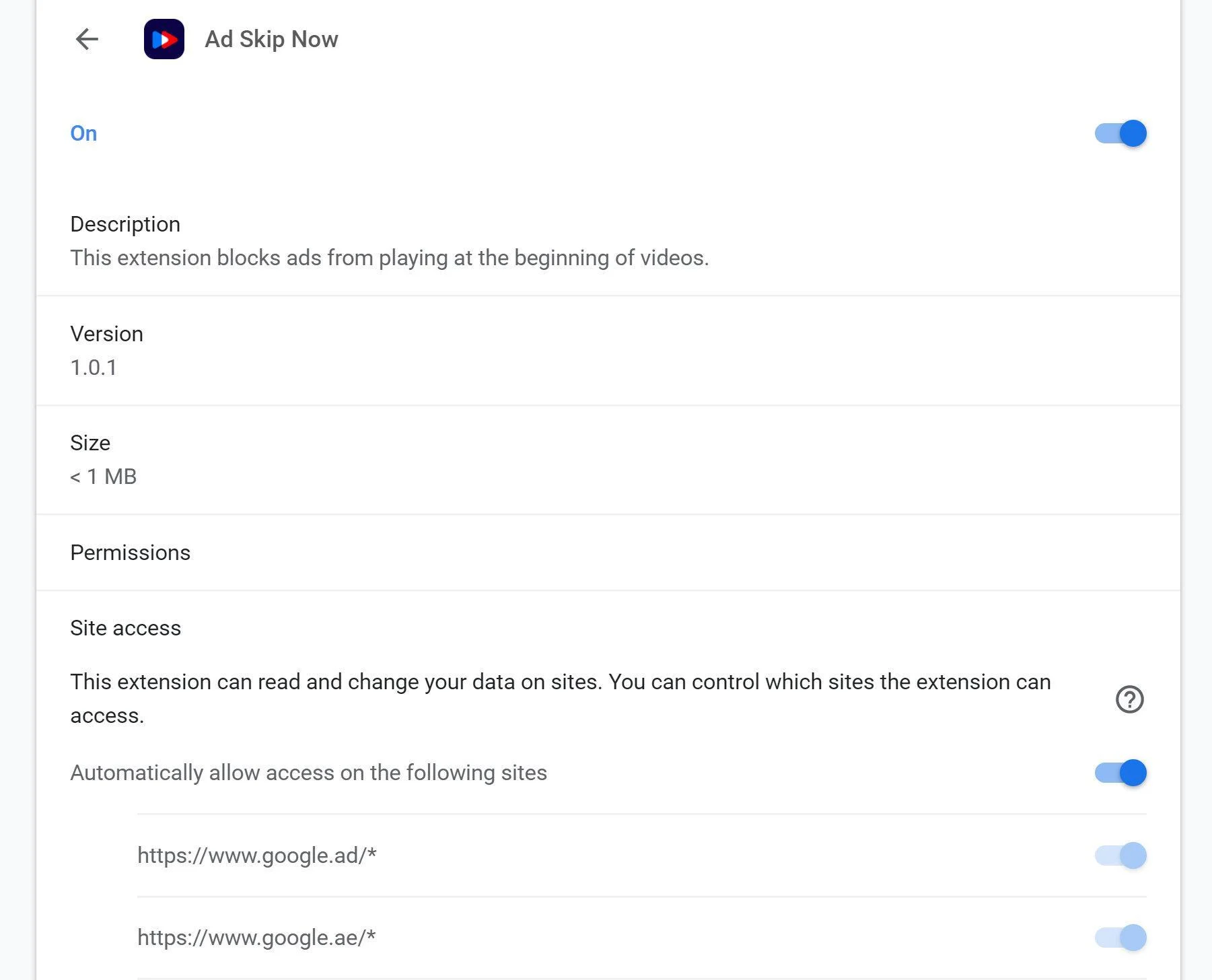 Remove Ad Skip Now adware (Virus Removal Guide) 1 Image: Ad Skip Now Chrome extension