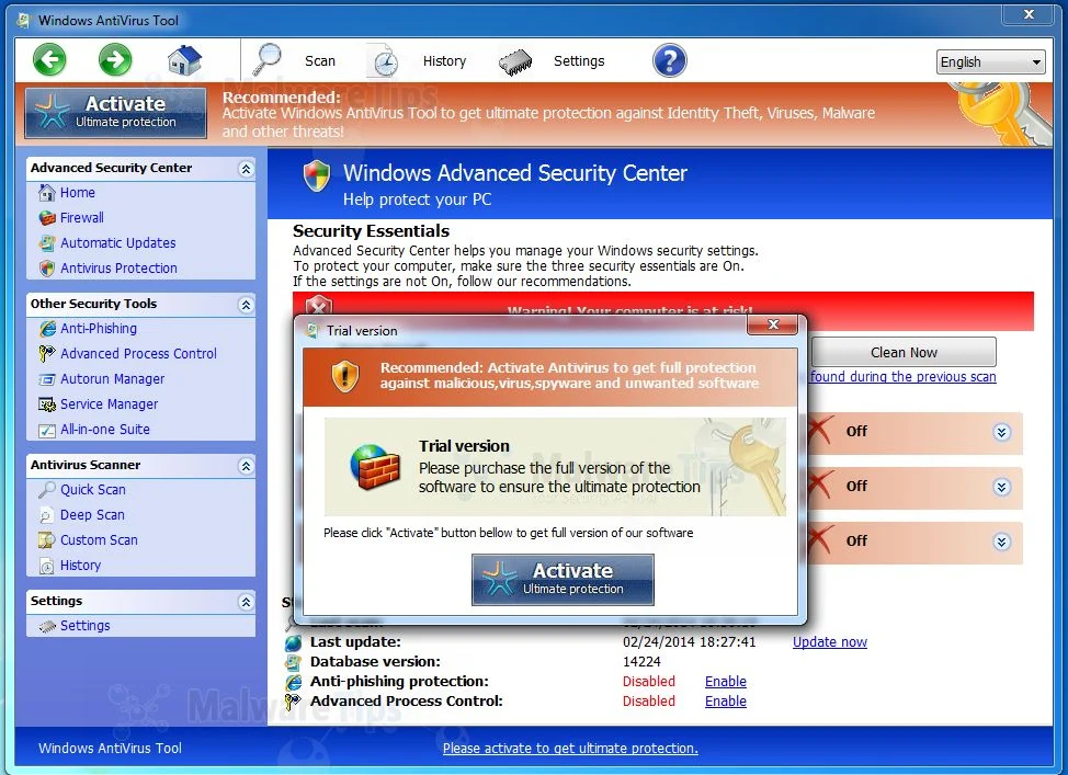 Windows AntiVirus Tool malware Picture of Windows AntiVirus Tool malware