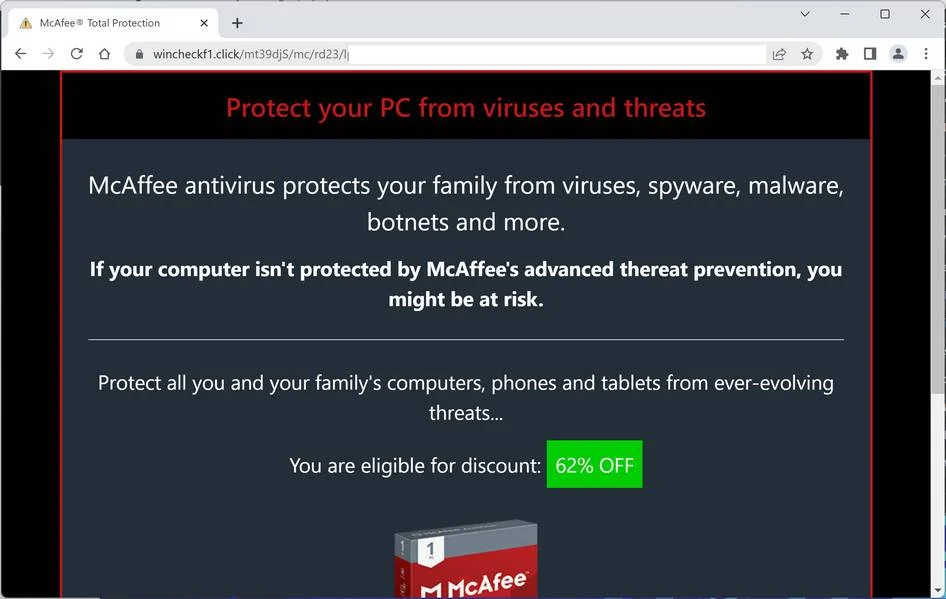 Image: Wincheckf1.click Fake Antivirus Scan