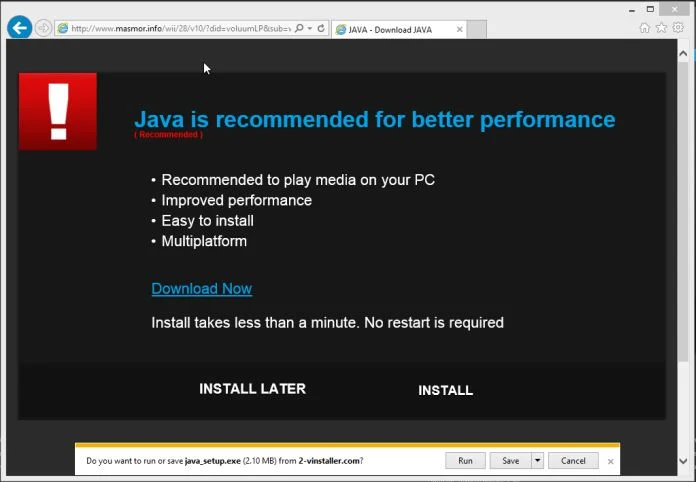 Java is recommended for better performance virus