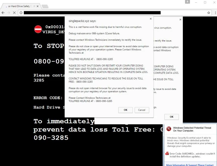 Debug malware error 986-system 32.exe failure pop-ups