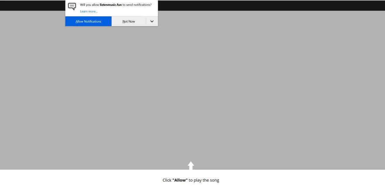 Image: Chrome browser is redirected to Listenmusic.fun