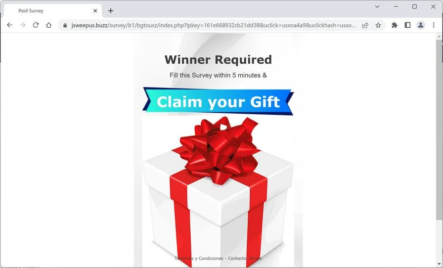 Remove "Claim your Gift" Pop-up Virus 1 Image: Claim Your Gift scam ads