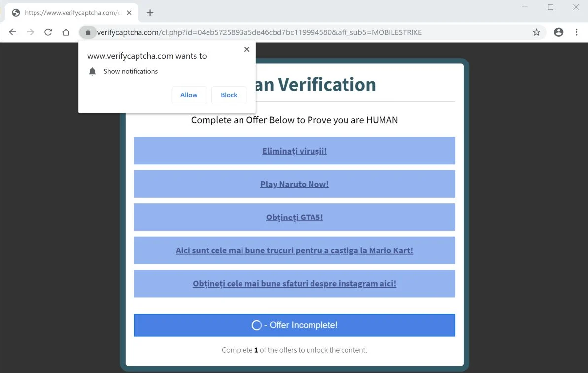 How to remove Verifycaptcha.com redirect (Virus Removal Guide) 1 Image: Chrome browser is redirected to Verifycaptcha.com