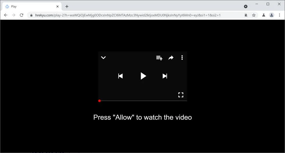 Image: Chrome browser is redirected to Hrekyu.com