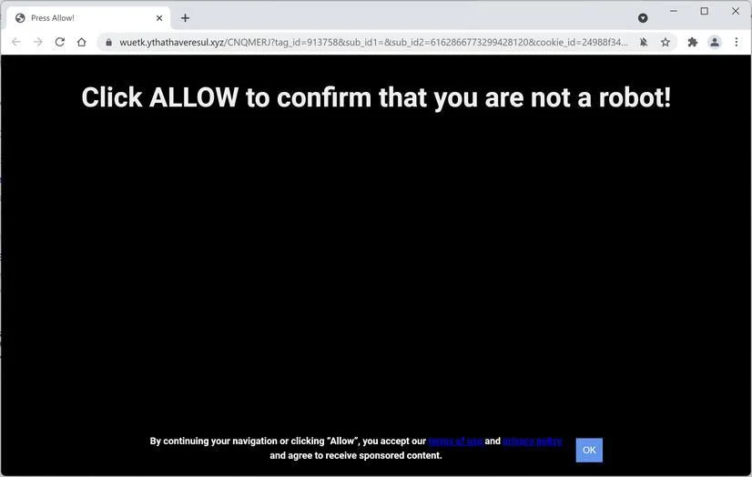Remove Ythathaveresul.xyz pop-up ads (Virus Removal Guide) 1 Image: Chrome browser is redirected to Ythathaveresul.xyz