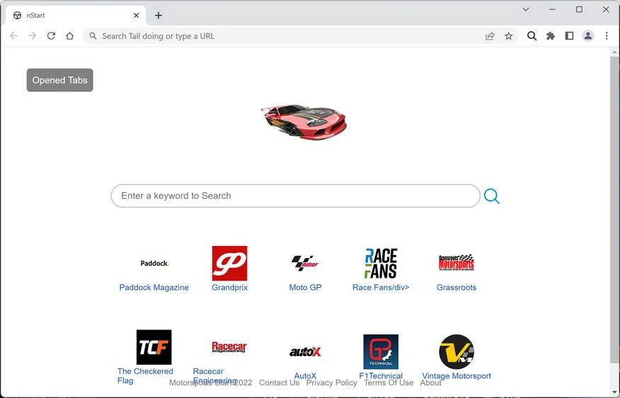 Image: Motorsports Start new tab page