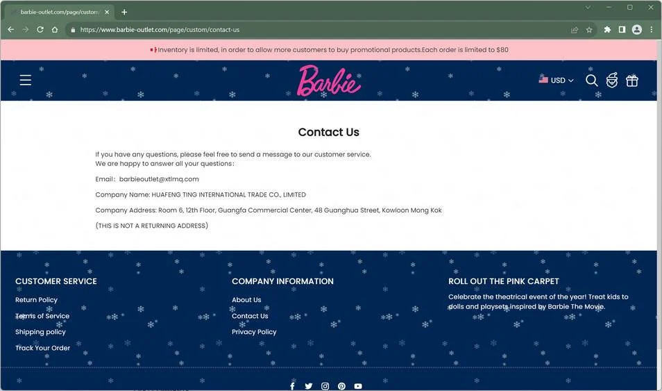 barbie-outlet.com scam