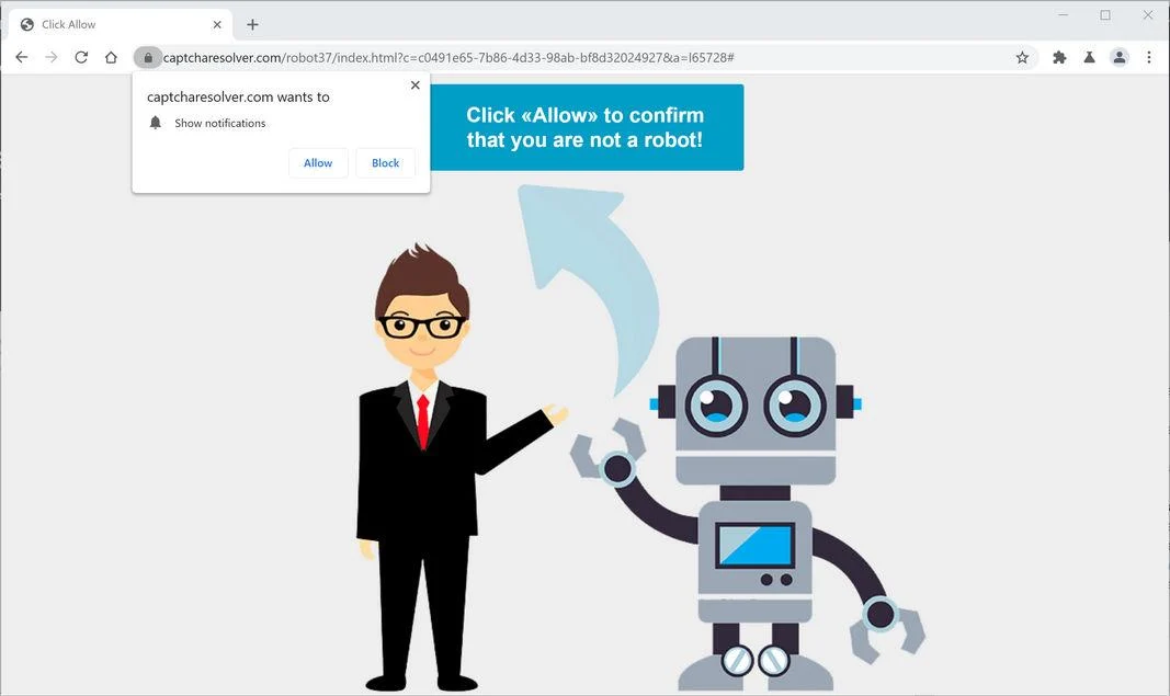 Image: Chrome browser is redirected to Captcharesolver.com