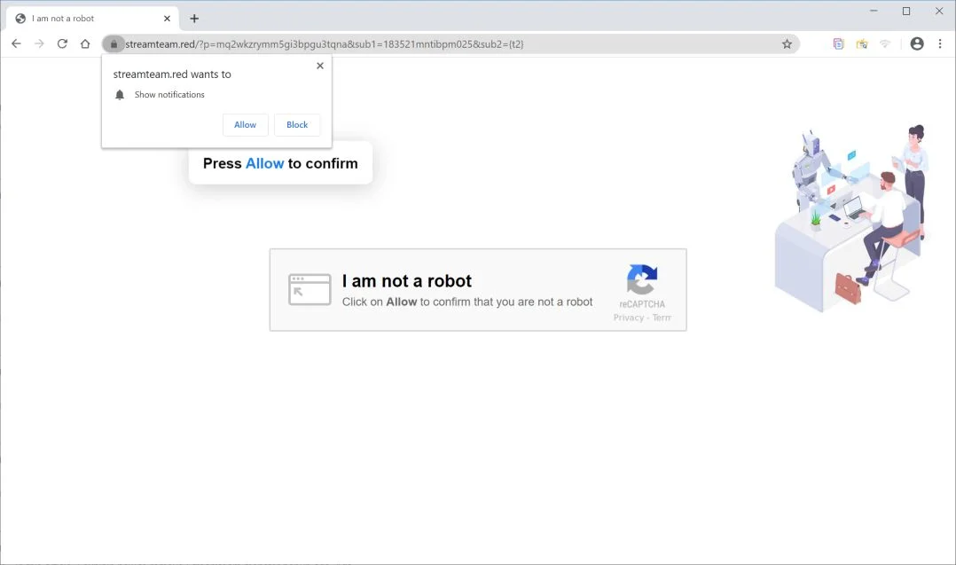 Remove Streamteam.red pop-up ads (Virus Removal Guide) 1 Image: Chrome browser is redirected to Streamteam.red