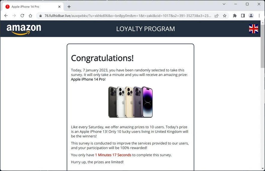 Image: Fullhidbar.live Fake Amazon Survey