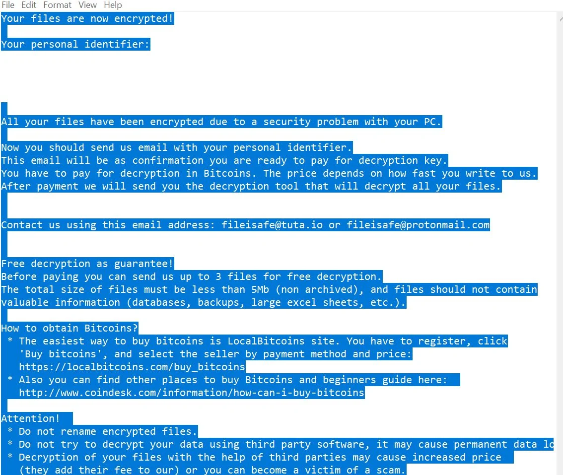 How To Remove Fileisafe@tuta.io Ironhead Ransomware 1 Image: Fileisafe@tuta.io ironhead Ransomware